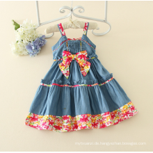 Spaghetti Strap Mädchen ein Stück Kleid Baby Mädchen s Charming Denim Sommer Baumwolle Sleeveless Floral Casual Mädchen Kleid Baby Kleid